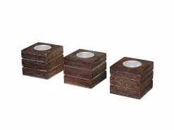 Discount MCW Portavelas de té Tolve (set de 3), marrón Marru00f3n