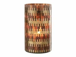 New J-Line Portavelas de vidrio marrón 13x13x23 cm Marru00f3n