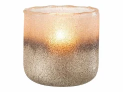 Clearance J-Line Portavelas irregular de vidrio 14x14x14cm Rosa