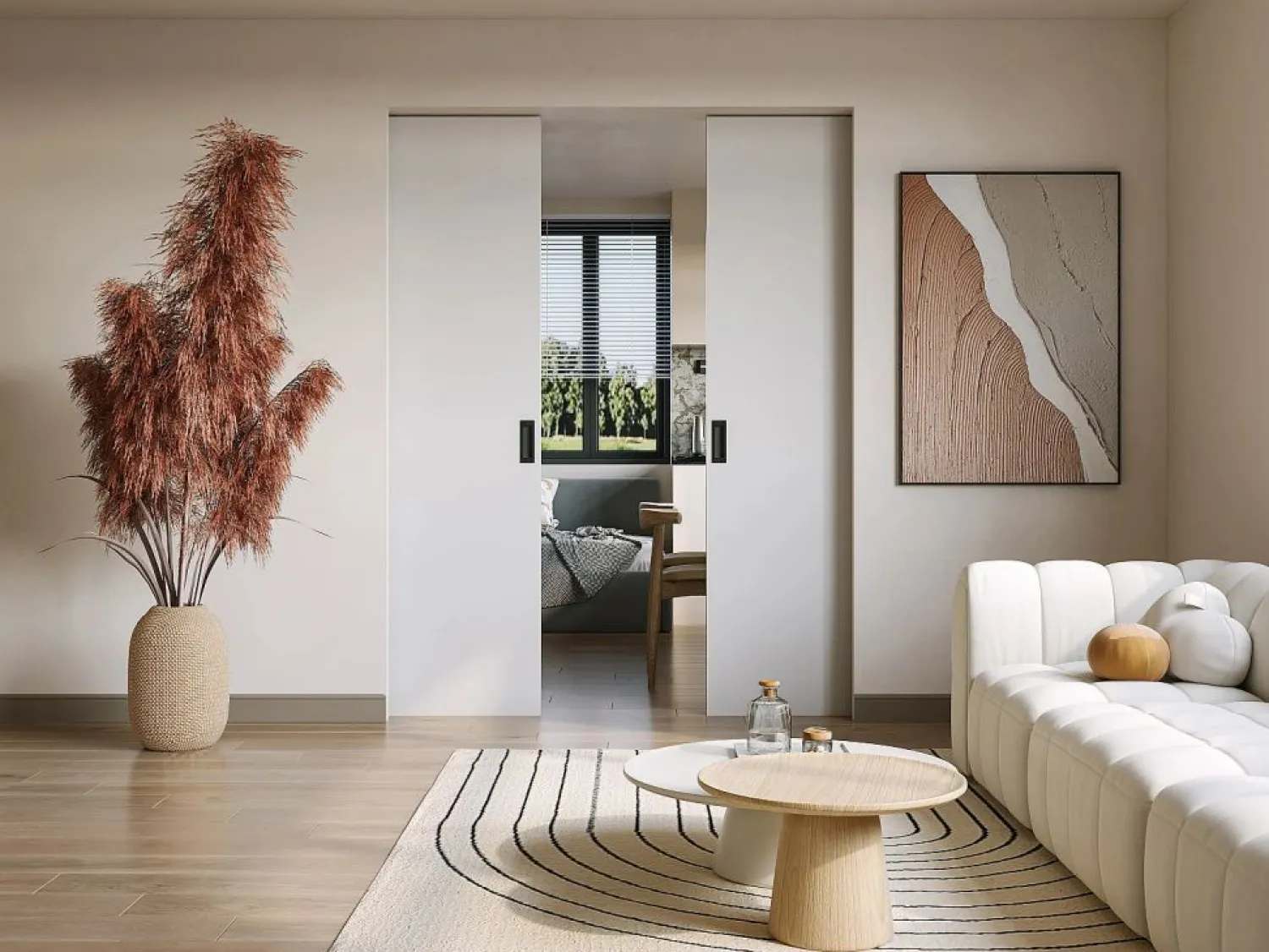 Outlet Porte doble empotrable - 2 x Alt. 205 x L83 cm MDF + PVC - VARIN II Puerta Corredera