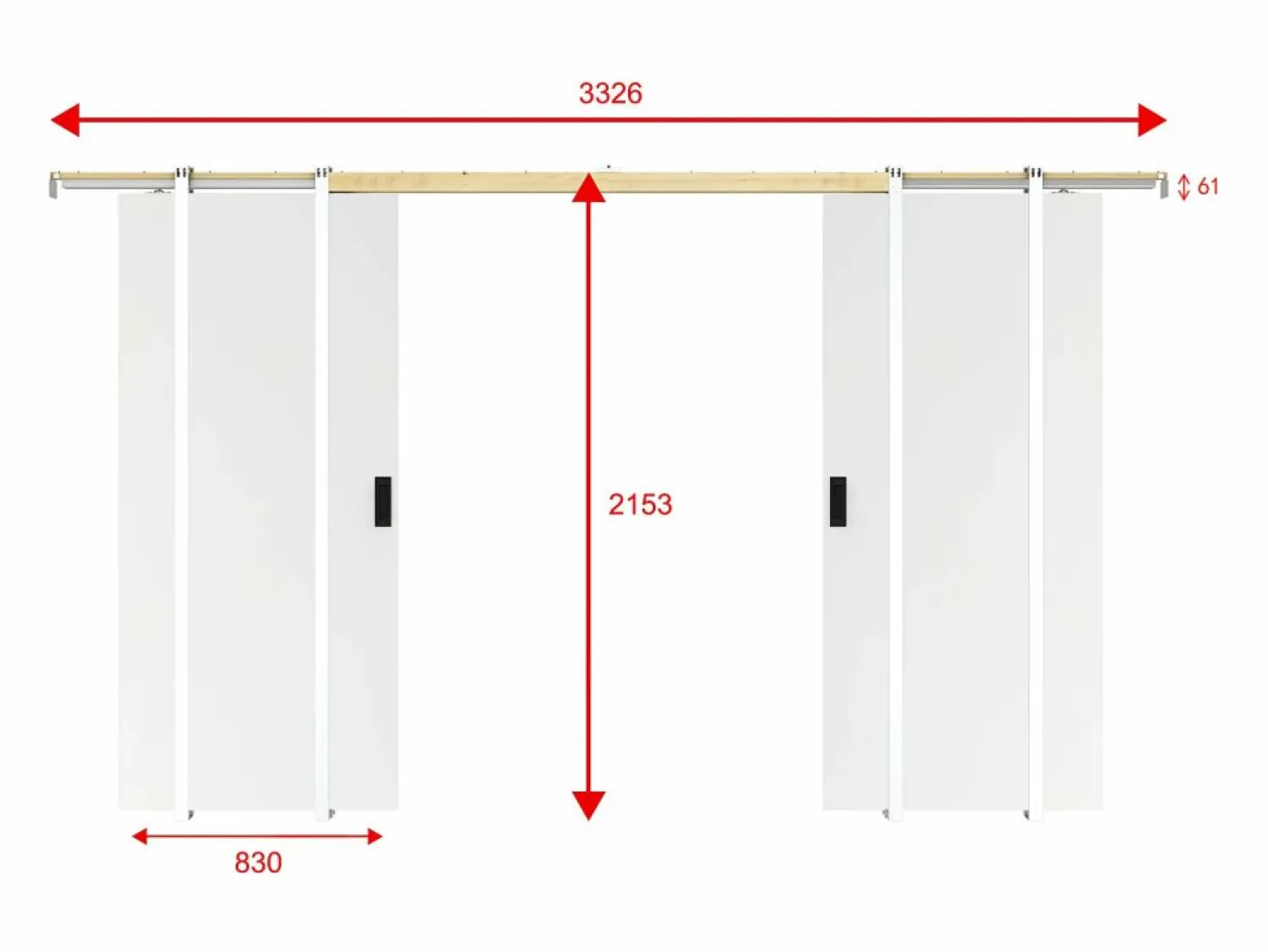 Outlet Porte doble empotrable - 2 x Alt. 205 x L83 cm MDF + PVC - VARIN II Puerta Corredera