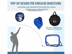 Discount Portería de fútbol desplegable, 2 piezas, portátil y plegable, con bolsa de transporte, (123 x 80 x 80 cm) Azul