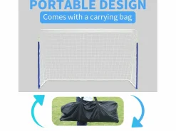 Hot Portería de fútbol plegable portátil con base de metal, red resistente, ideal para entrenamiento en exteriores e interiores, (240 x 150 x 90 cm) Aparato De Musculación