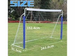 Hot Portería de fútbol plegable portátil con base de metal, red resistente, ideal para entrenamiento en exteriores e interiores, (240 x 150 x 90 cm) Aparato De Musculación