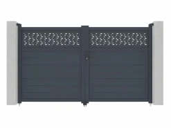 Hot EXPERTLAND Portón aluminio - Ancho 305 x Alt. 181 cm - Antracita - BAZIO Gris antracita