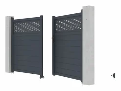Hot EXPERTLAND Portón aluminio - Ancho 305 x Alt. 181 cm - Antracita - BAZIO Gris antracita