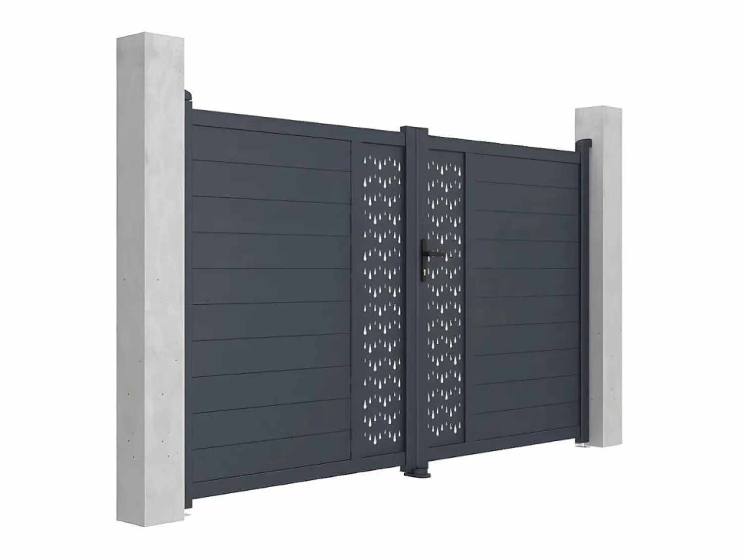 Hot EXPERTLAND Portón aluminio - Ancho 305 x Alt. 181 cm - Antracita - GREGOR Gris antracita