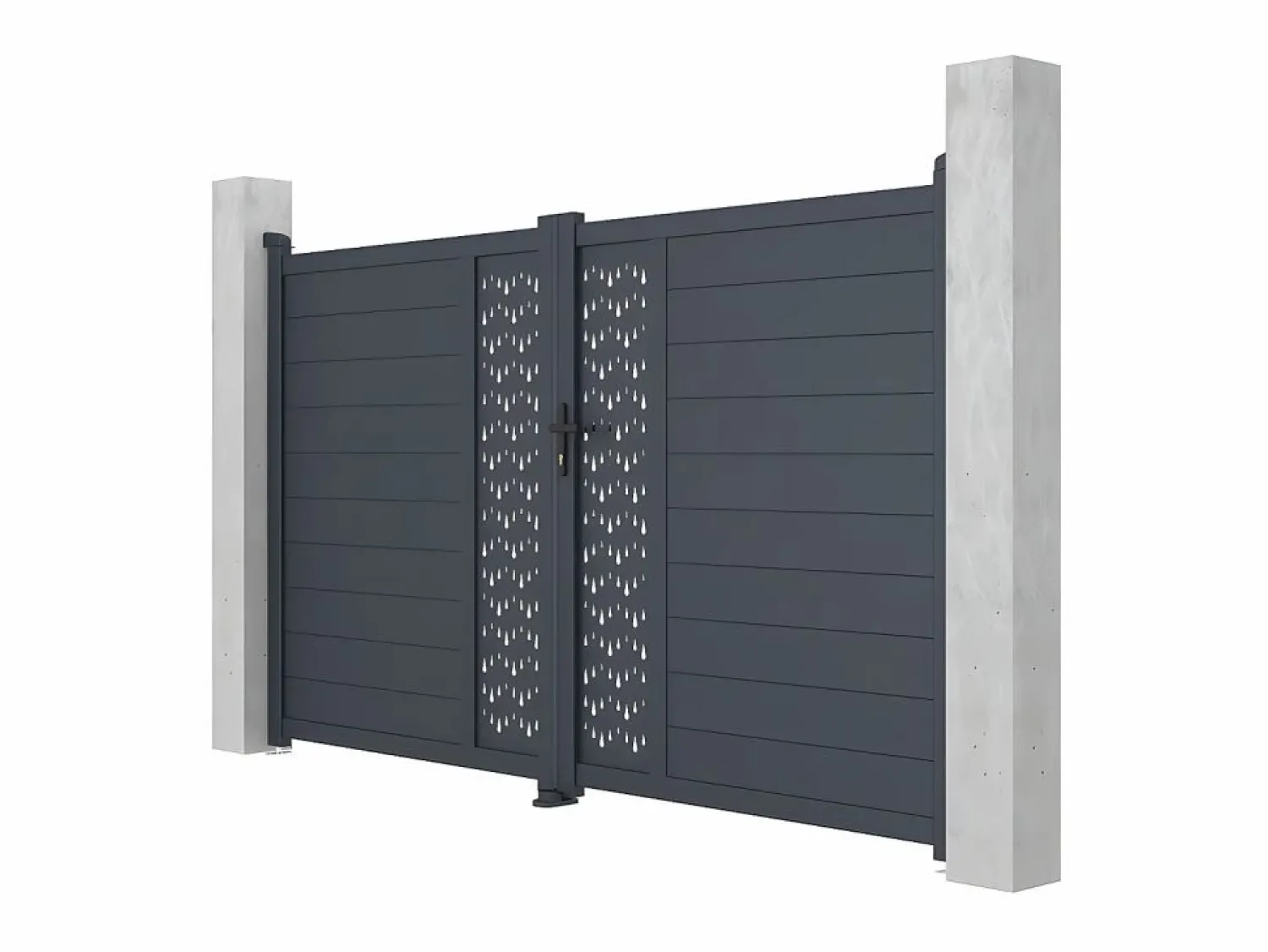 Hot EXPERTLAND Portón aluminio - Ancho 305 x Alt. 181 cm - Antracita - GREGOR Gris antracita