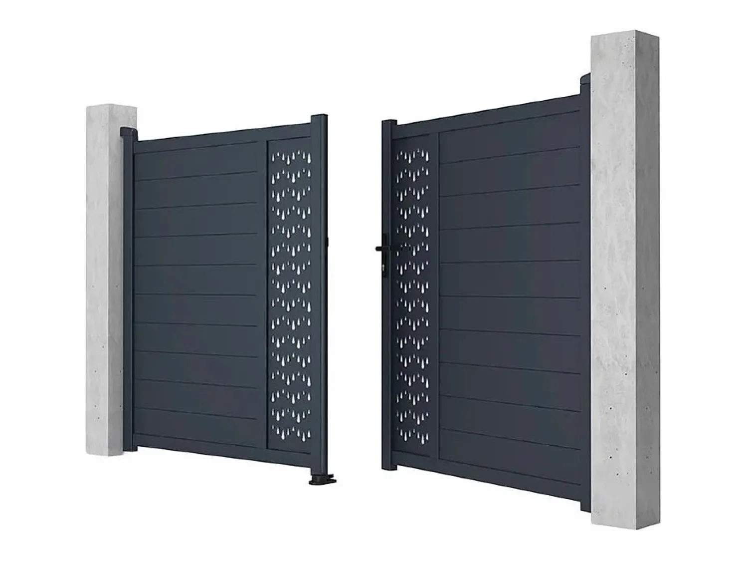 Hot EXPERTLAND Portón aluminio - Ancho 305 x Alt. 181 cm - Antracita - GREGOR Gris antracita