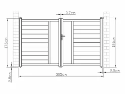 Hot EXPERTLAND Portón aluminio - Ancho 305 x Alt. 181 cm - Antracita - GREGOR Gris antracita