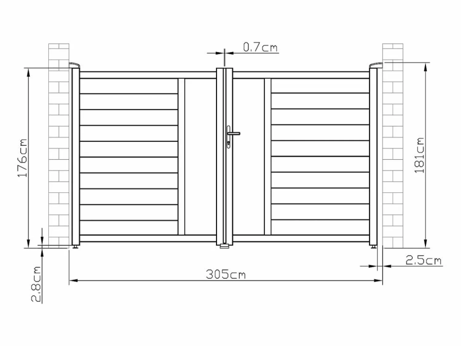 Hot EXPERTLAND Portón aluminio - Ancho 305 x Alt. 181 cm - Antracita - GREGOR Gris antracita