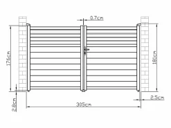 Discount EXPERTLAND Portón aluminio persiana - Ancho 305 x Alt. 181 cm - Antracita - VIAZO Gris antracita
