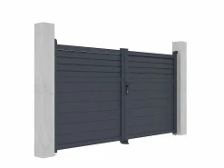 EXPERTLAND Portón batiente eléctrico de aluminio persiana Ancho 305 x Alt. 166 cm antracita VIAZO