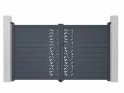 Online Portón batiente eléctrico de aluminio Ancho 305 x Alt. 181 cm antracita GREGOR Portón