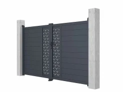 Online Portón batiente eléctrico de aluminio Ancho 305 x Alt. 181 cm antracita GREGOR Portón