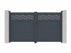 Portón batiente eléctrico de aluminio Ancho 305 x Alt. 181 cm antracita BAZIO Portón