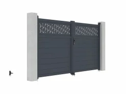Portón batiente eléctrico de aluminio Ancho 305 x Alt. 181 cm antracita BAZIO Portón