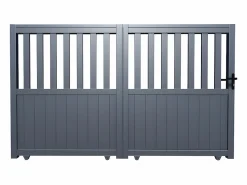 Best EXPERTLAND Portón corredero aluminio calado Ancho 401 x Alt. 149 cm antracita TARNOS II Gris antracita
