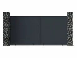 Hot EXPERTLAND Portón corredero de aluminio antracita Ancho 374 x Alt. 180 cm - NAZARIO Gris antracita