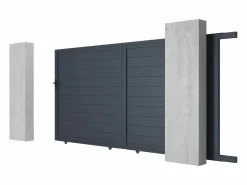 Hot EXPERTLAND Portón corredero de aluminio antracita Ancho 374 x Alt. 180 cm - NAZARIO Gris antracita
