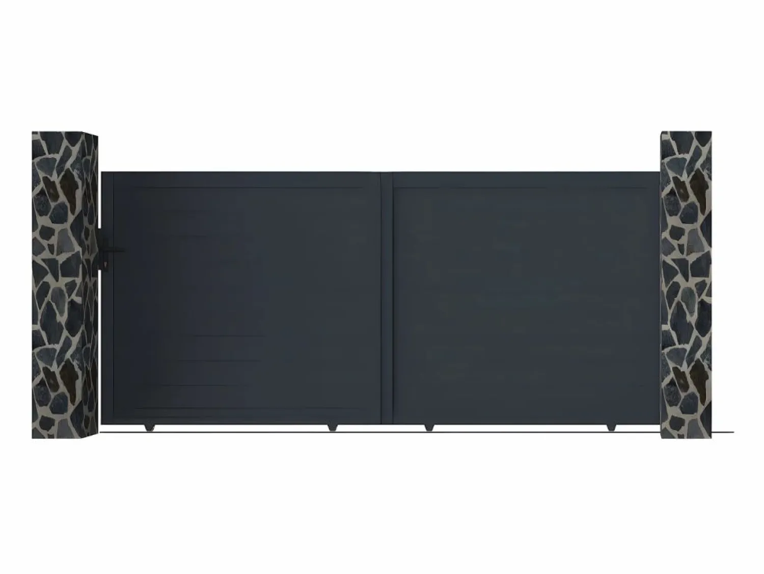 New Portón corredero de aluminio antracita Ancho 350 x Alt. 158 cm - NAZARIO Portón