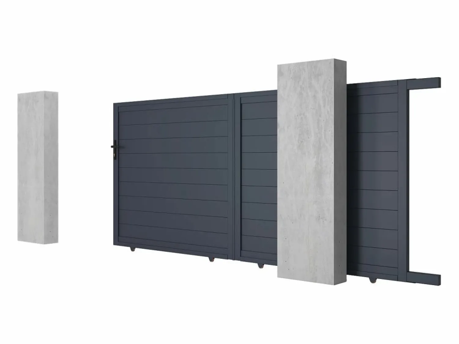 New Portón corredero de aluminio antracita Ancho 350 x Alt. 158 cm - NAZARIO Portón