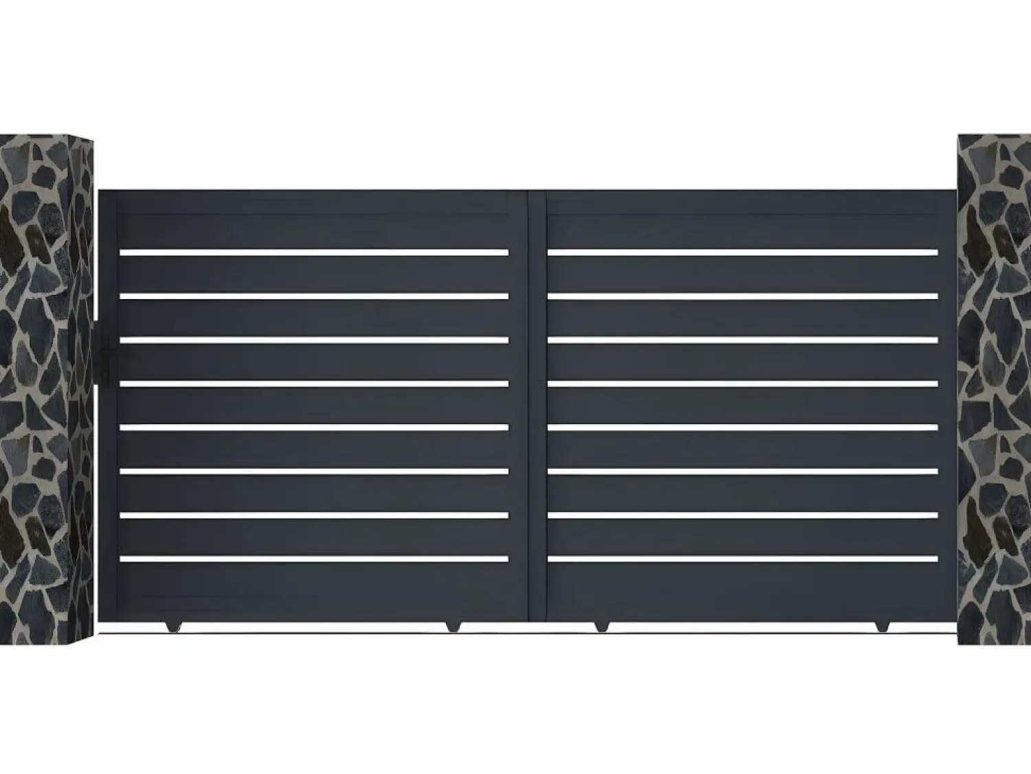 Online EXPERTLAND Portón corredero motorizado de aluminio color antracita PRIMO - Ancho 350 x Alt. 176 cm Gris antracita