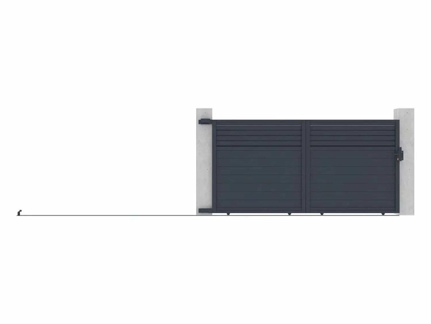 Clearance EXPERTLAND Portón corredizo de aluminio persianado L374 x H180 cm antracita - VIAZO Gris antracita