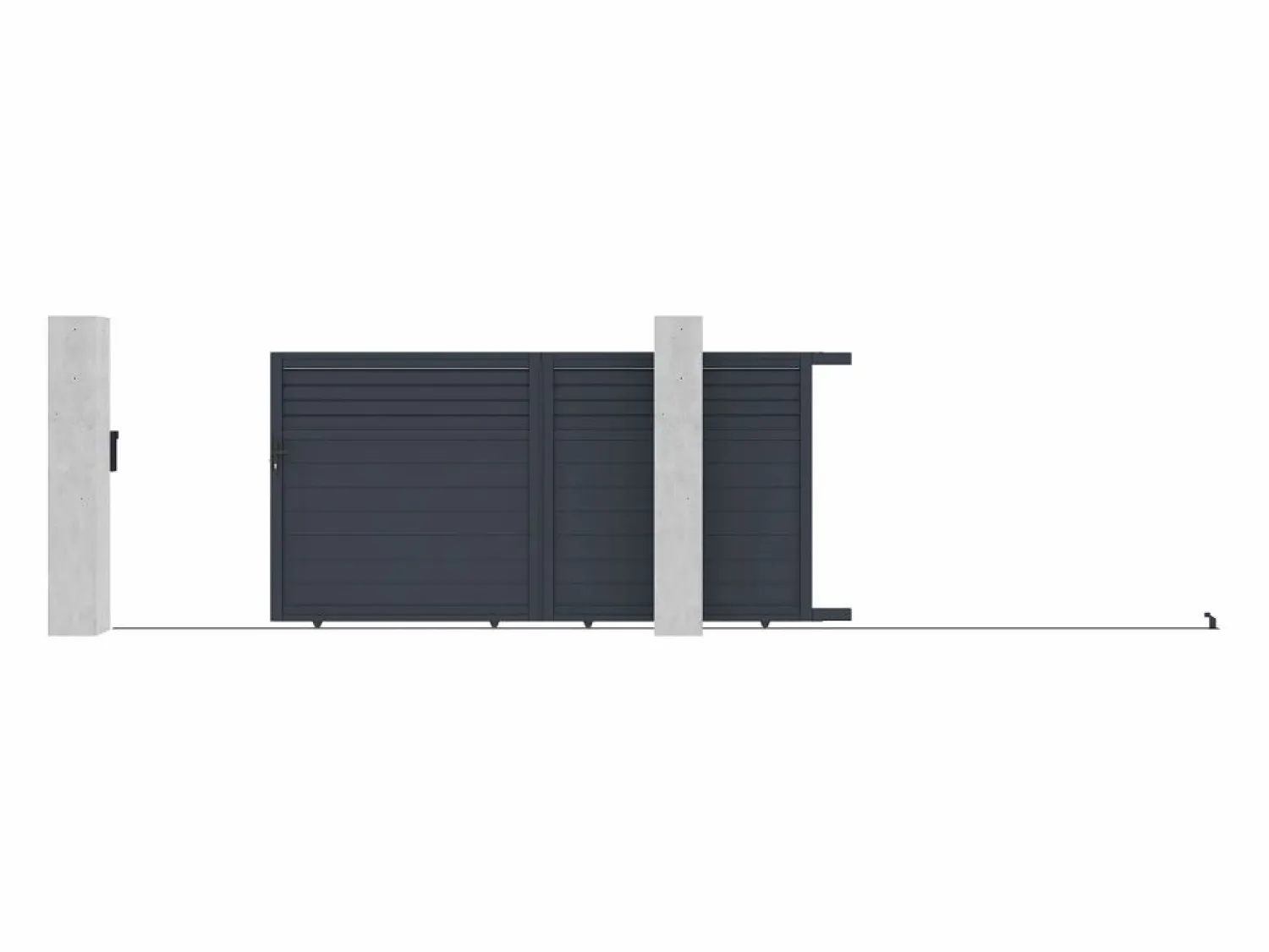 Clearance EXPERTLAND Portón corredizo de aluminio persianado L374 x H180 cm antracita - VIAZO Gris antracita