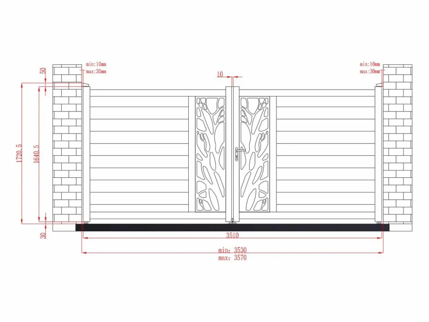 Clearance Portón de aluminio Ancho 350 x Alt. 164 cm antracita LABRIT II Portón