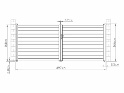 Portón de aluminio color antracita Ancho 392 x Alt. 158 cm NAZARIO Portón
