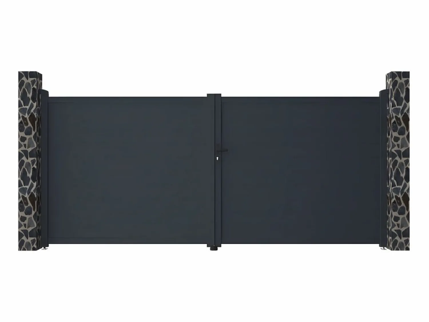 Online EXPERTLAND Portón de aluminio color antracita Ancho 392 x Alt. 173 cm NAZARIO Gris antracita