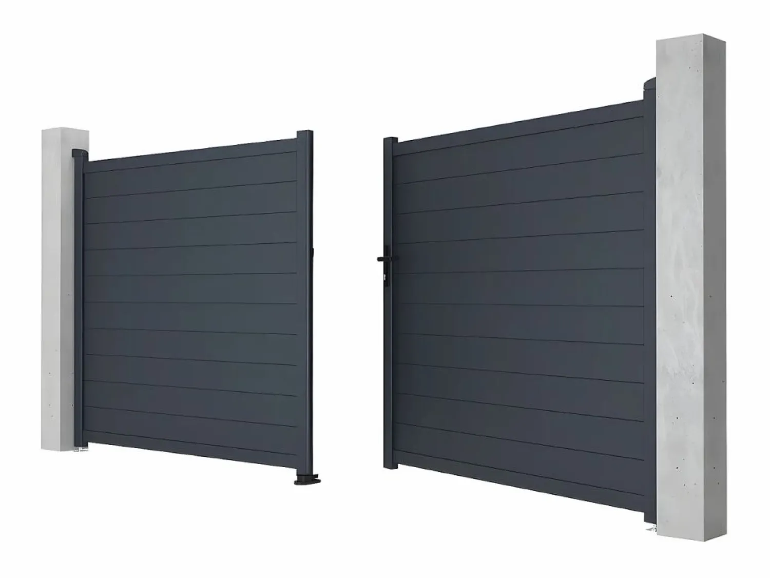 Online EXPERTLAND Portón de aluminio color antracita Ancho 392 x Alt. 173 cm NAZARIO Gris antracita