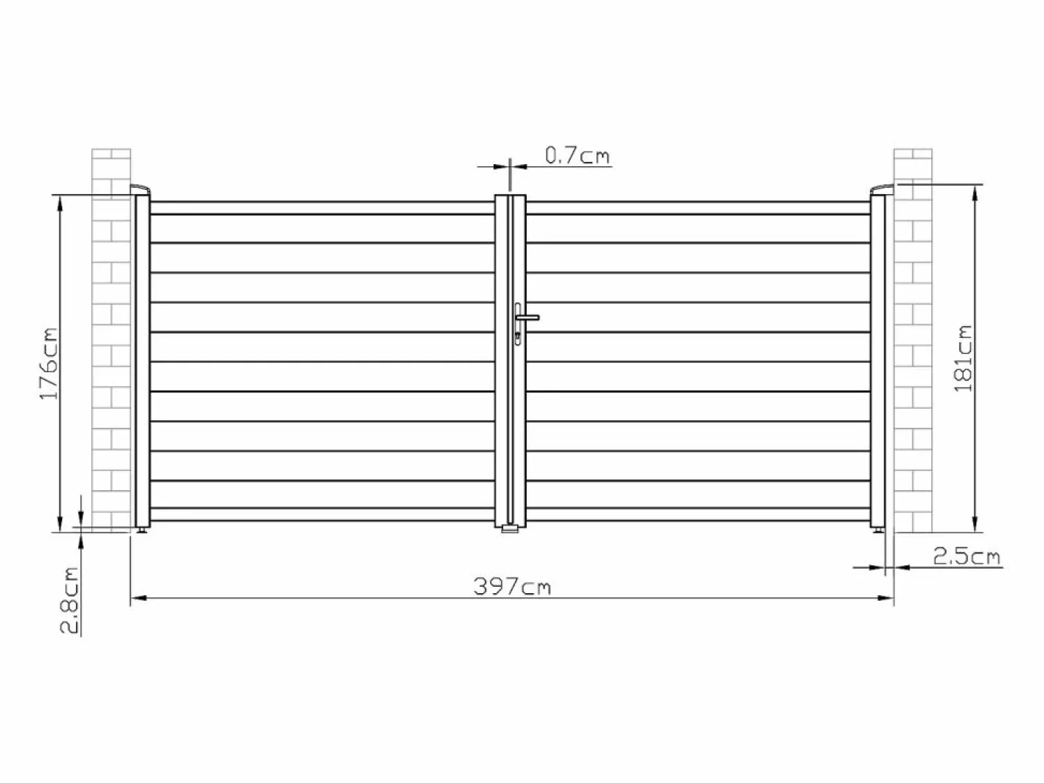 Online EXPERTLAND Portón de aluminio color antracita Ancho 392 x Alt. 173 cm NAZARIO Gris antracita