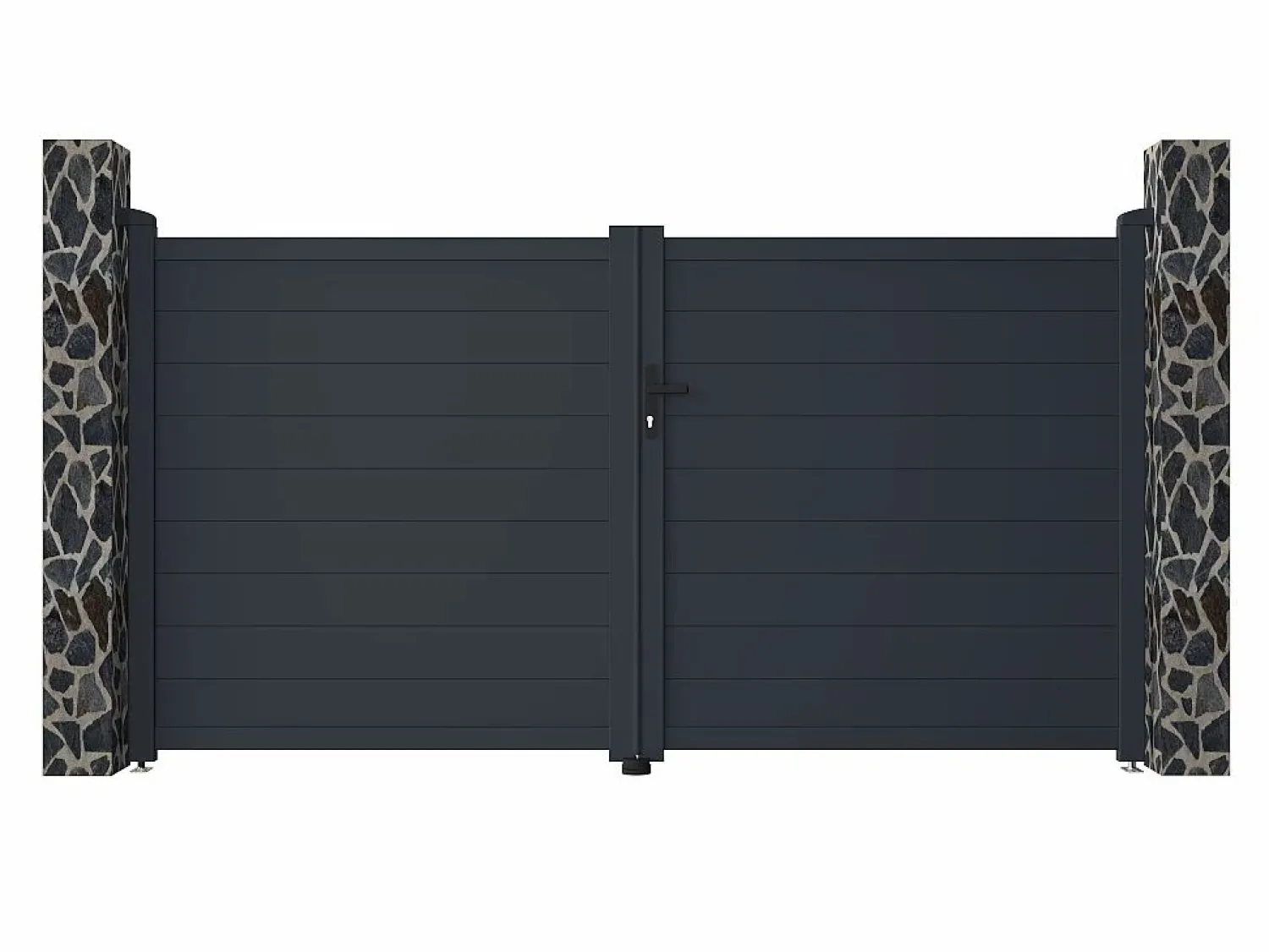 Hot EXPERTLAND Portón de aluminio color antracita Ancho 300 x Alt. 158 cm NAZARIO Gris antracita