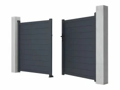 Hot EXPERTLAND Portón de aluminio color antracita Ancho 300 x Alt. 158 cm NAZARIO Gris antracita