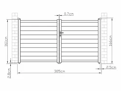 Hot EXPERTLAND Portón de aluminio color antracita Ancho 300 x Alt. 158 cm NAZARIO Gris antracita