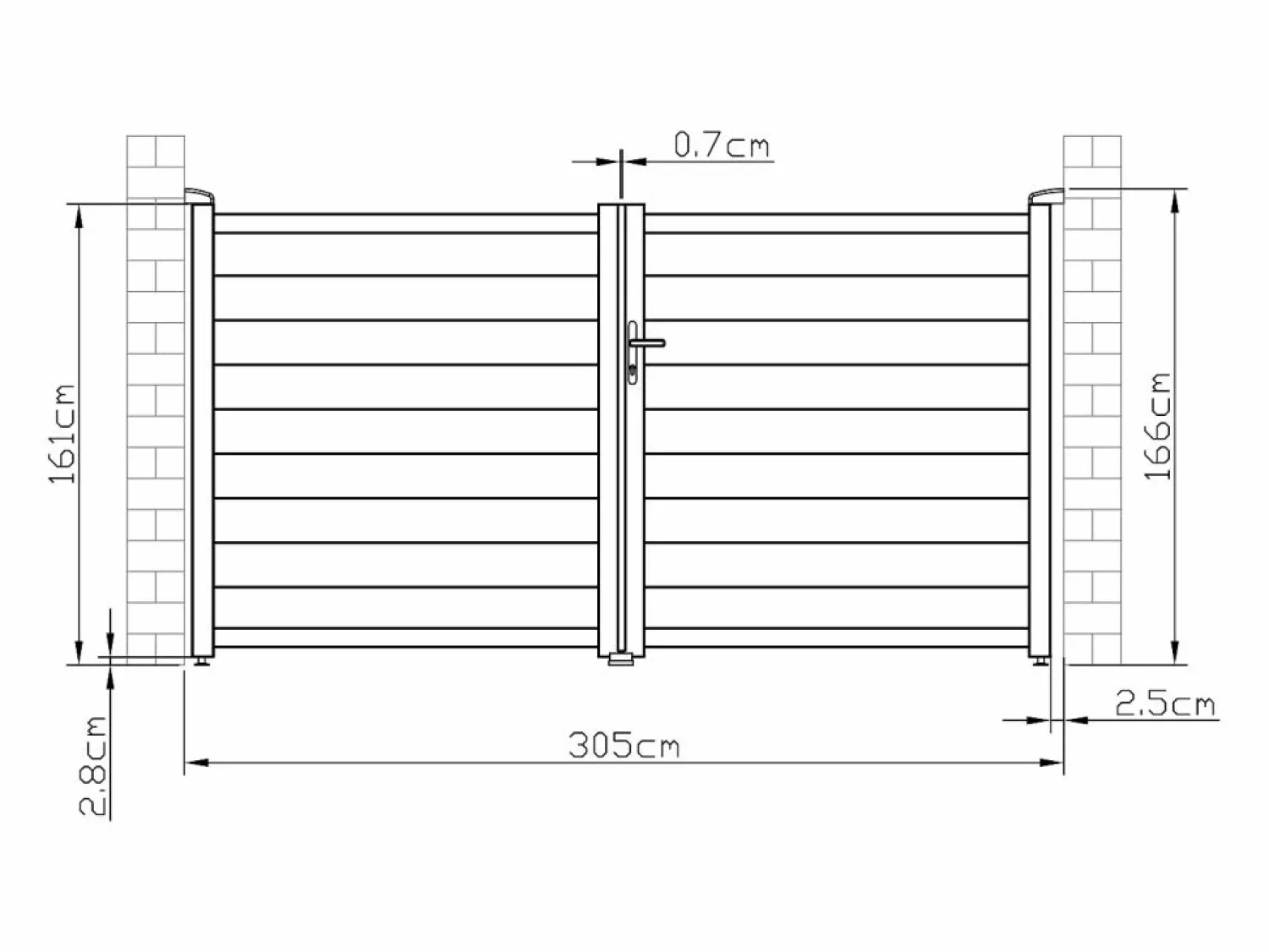 Hot EXPERTLAND Portón de aluminio color antracita Ancho 300 x Alt. 158 cm NAZARIO Gris antracita