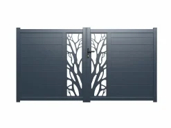 Clearance Portón eléctrico batiente de aluminio Ancho 350 x Alt. 179 cm antracita LABRIT II Portón
