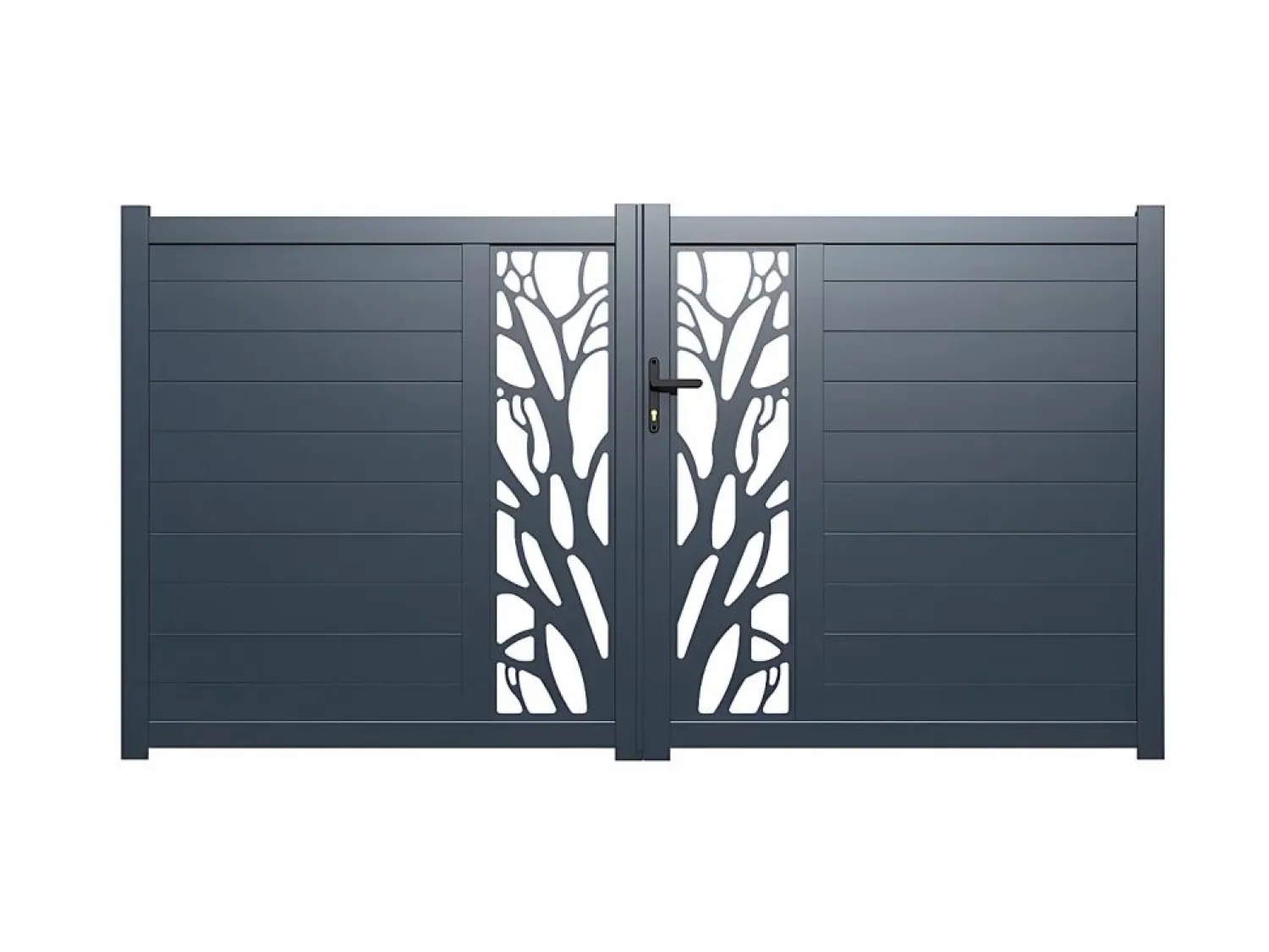 Clearance Portón eléctrico batiente de aluminio Ancho 350 x Alt. 179 cm antracita LABRIT II Portón