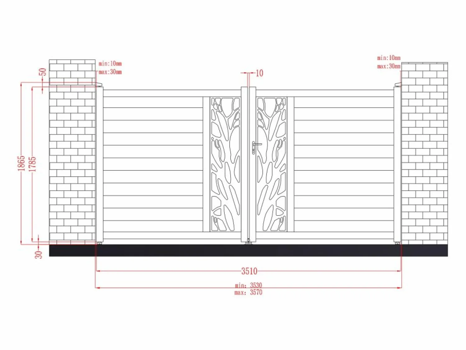 Clearance Portón eléctrico batiente de aluminio Ancho 350 x Alt. 179 cm antracita LABRIT II Portón