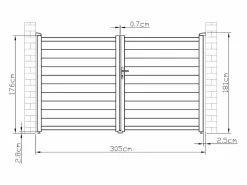 Outlet Portón eléctrico batiente de aluminio Ancho 305 x Alt. 181 cm NAZARIO Portón
