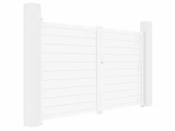Outlet Portón eléctrico batiente de aluminio Ancho 305 x Alt. 181 cm NAZARIO Portón