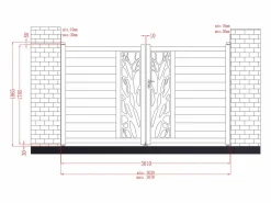 Discount EXPERTLAND Portón eléctrico batiente de aluminio Ancho 300 x Alt. 179 cm antracita LABRIT II Gris antracita