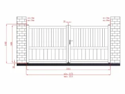 Hot EXPERTLAND Portón eléctrico batiente de aluminio calado Ancho 314 x Alt. 120/140 cm antracita TARNOS II Gris antracita