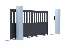 Clearance EXPERTLAND Portón eléctrico corredera aluminio calado Ancho 401 x Alt. 149 cm antracita TARNOS II Gris antracita