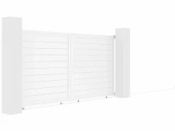 EXPERTLAND Portón eléctrico corredero de aluminio Ancho 374 x Alt. 180 cm NAZARIO Blanco