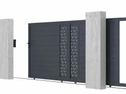 Online EXPERTLAND Portón eléctrico corredero de aluminio Ancho 416 x Alt. 180 cm antracita GREGOR Gris antracita