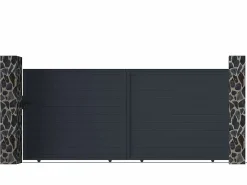 Sale Portón motorizado de aluminio color antracita NAZARIO - Ancho 350 x Alt. 158 cm Portón