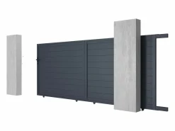 Discount EXPERTLAND Portón motorizado de aluminio color antracita NAZARIO - Ancho 392 x Alt. 173 cm Gris antracita